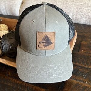 NEW Ocean + Coast Fly Fishman’s SnapBack Gray and Black Trucker Hat Lure Logo